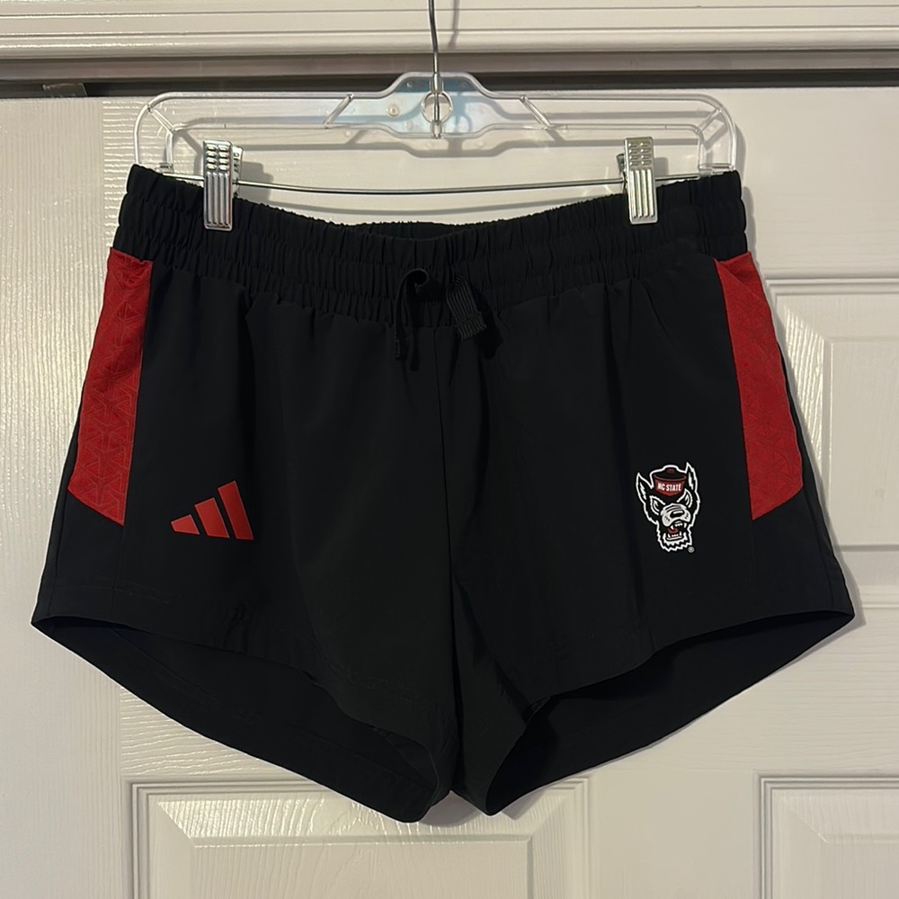 NC State Adidas Black and Red Athletic Shorts
